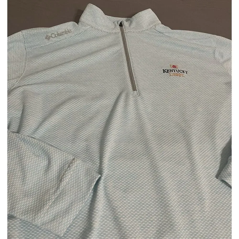 Columbia Men’s 1/4 Zip Pullover XL Light Blue Kentucky Derby Excellent